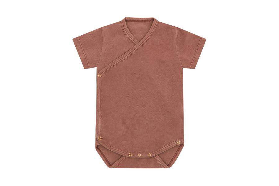 SS Organic Cotton Kimono Bodysuit | Clay Pink - Beetroot Plant Dye