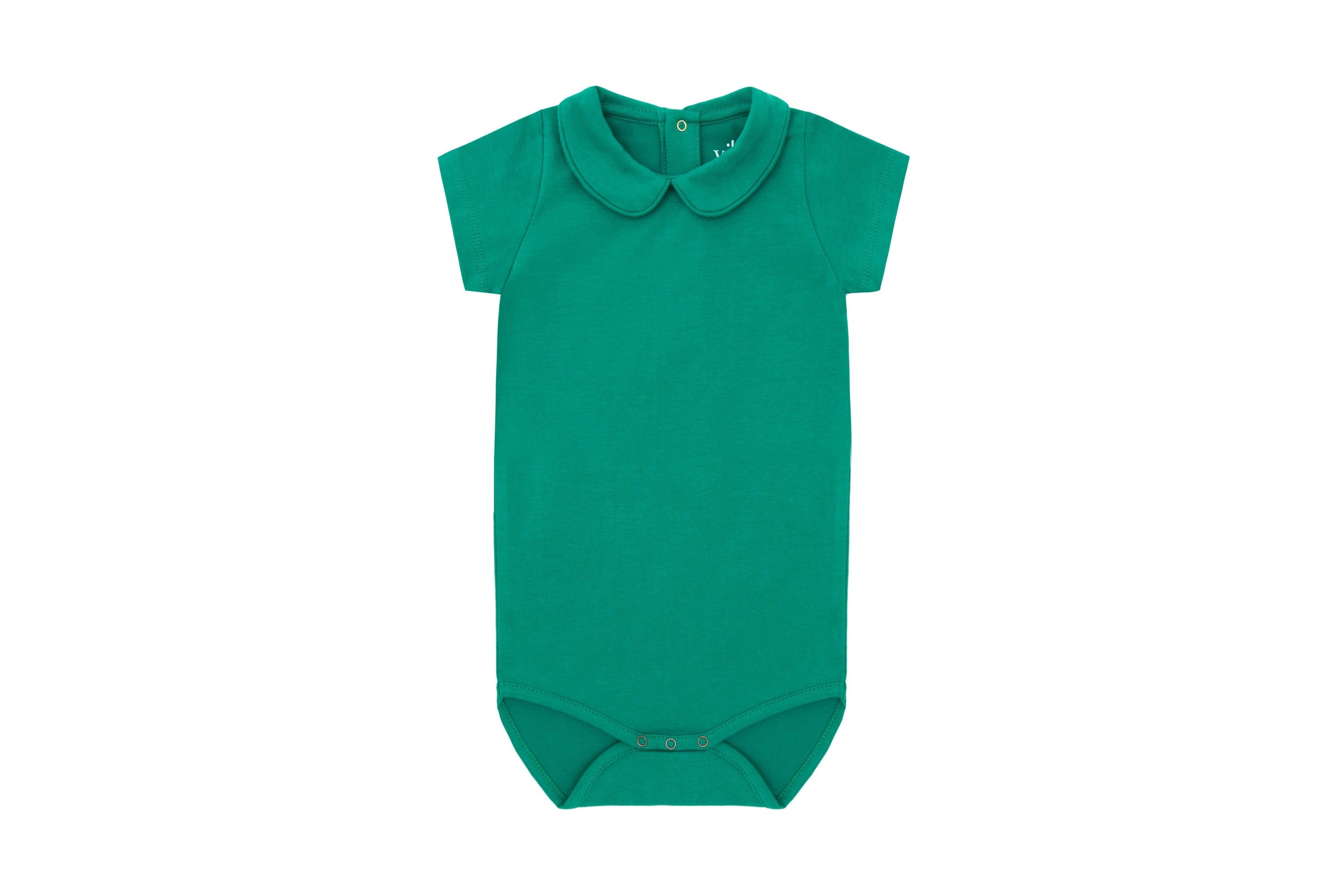 SS Organic Cotton Collared Bodysuit | Happy Green