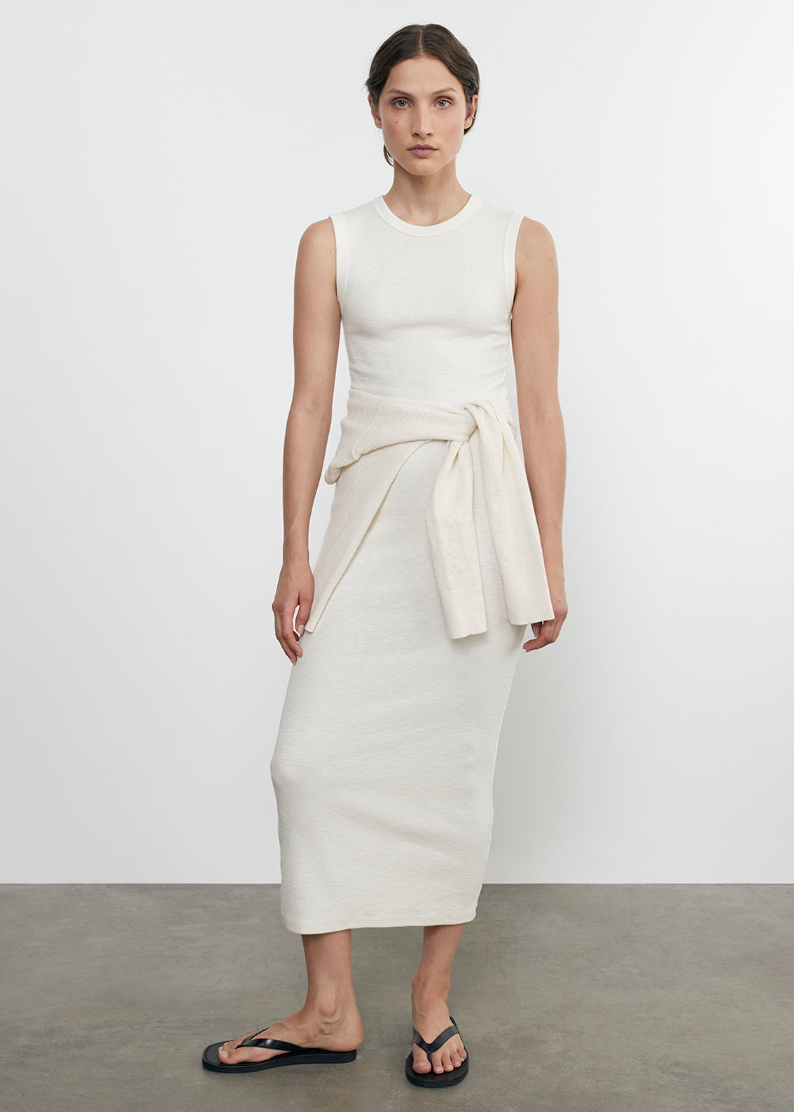Textured Knit Sleeveless Maxi Dress | Vanilla