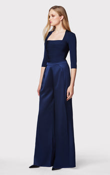 Icon High Waist Silk Wide Leg Pants | Classic Blue