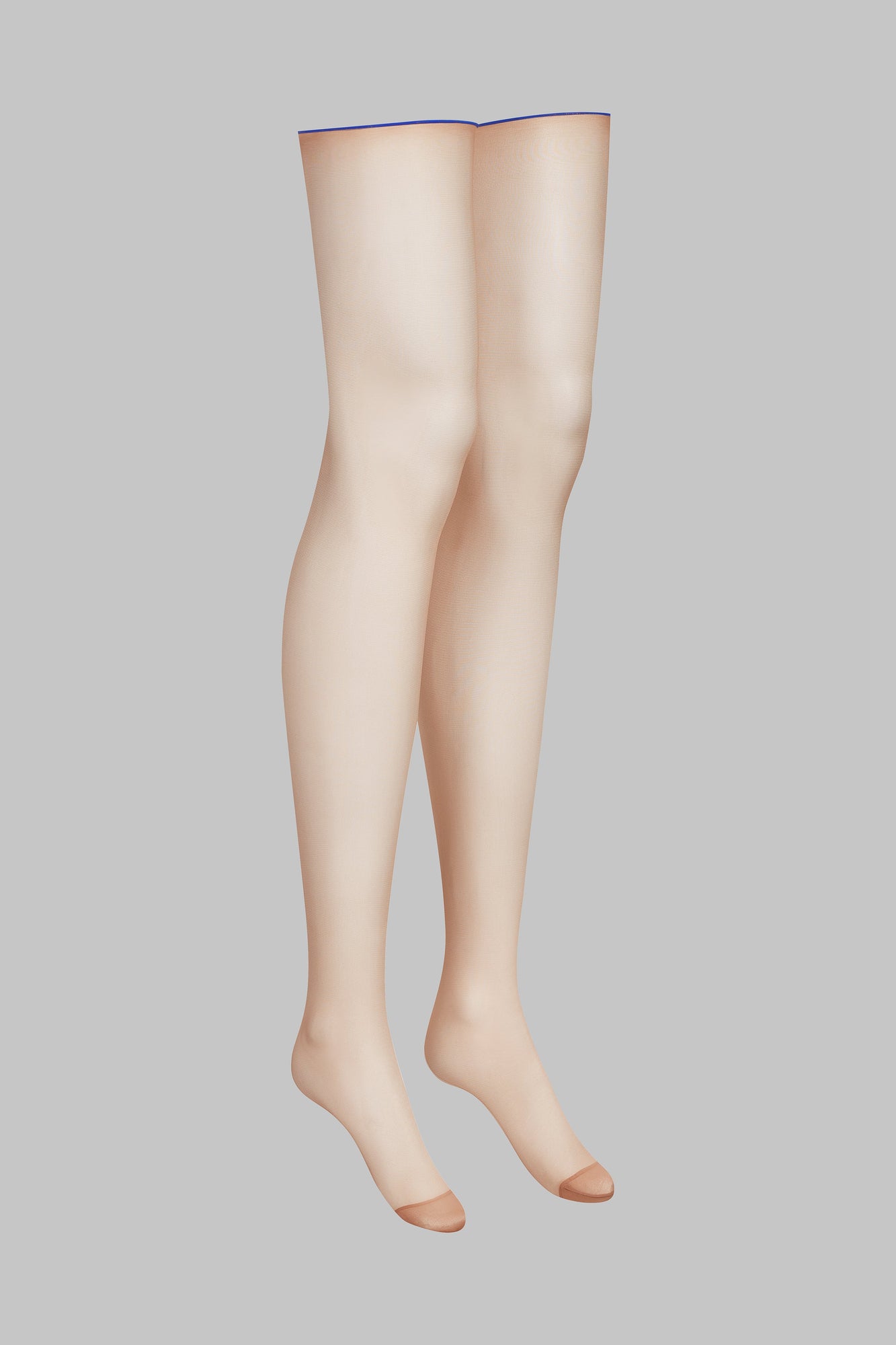Cut And Curled Back Seamed Stockings - 20D | Blue