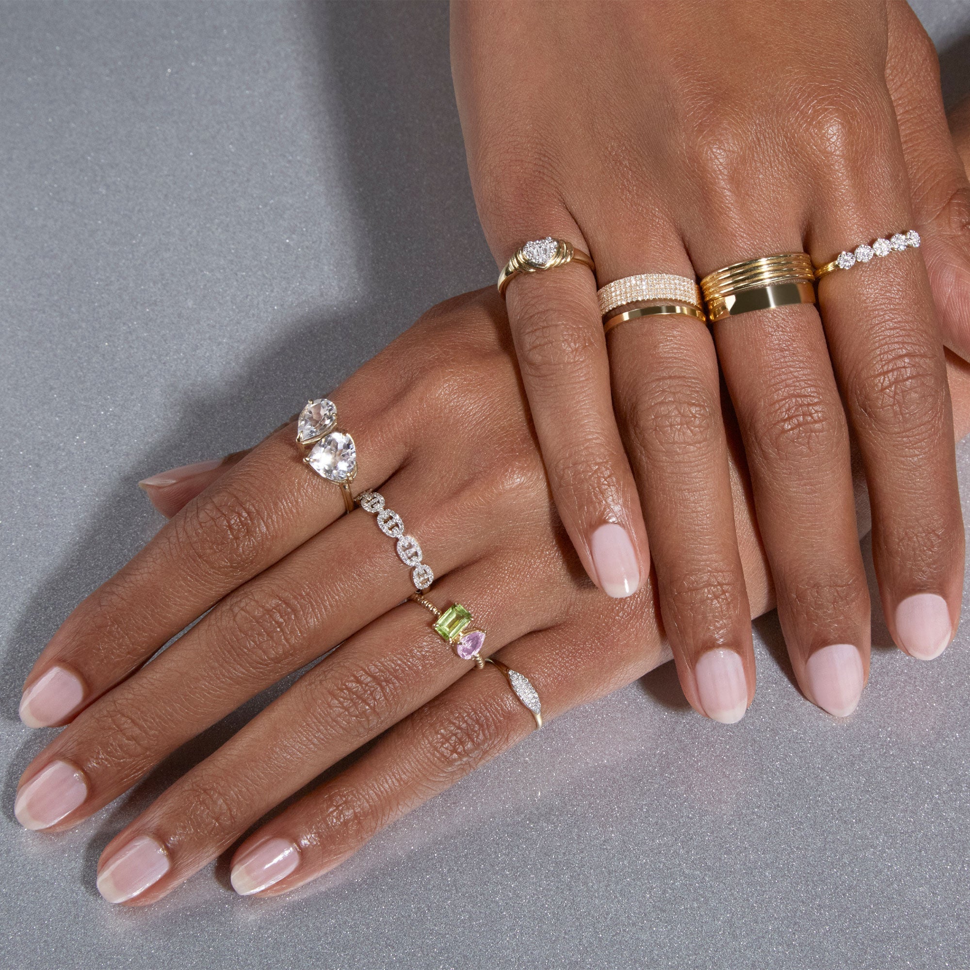 Layer Cake Band | 14K Solid White Gold