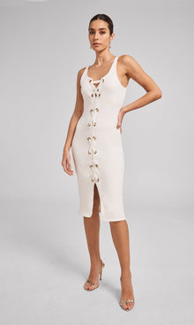 Savannah Lace-Up Dress | White