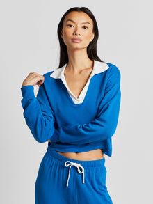 Splits59 | Joan Fleece Polo Sweatshirt | Blue