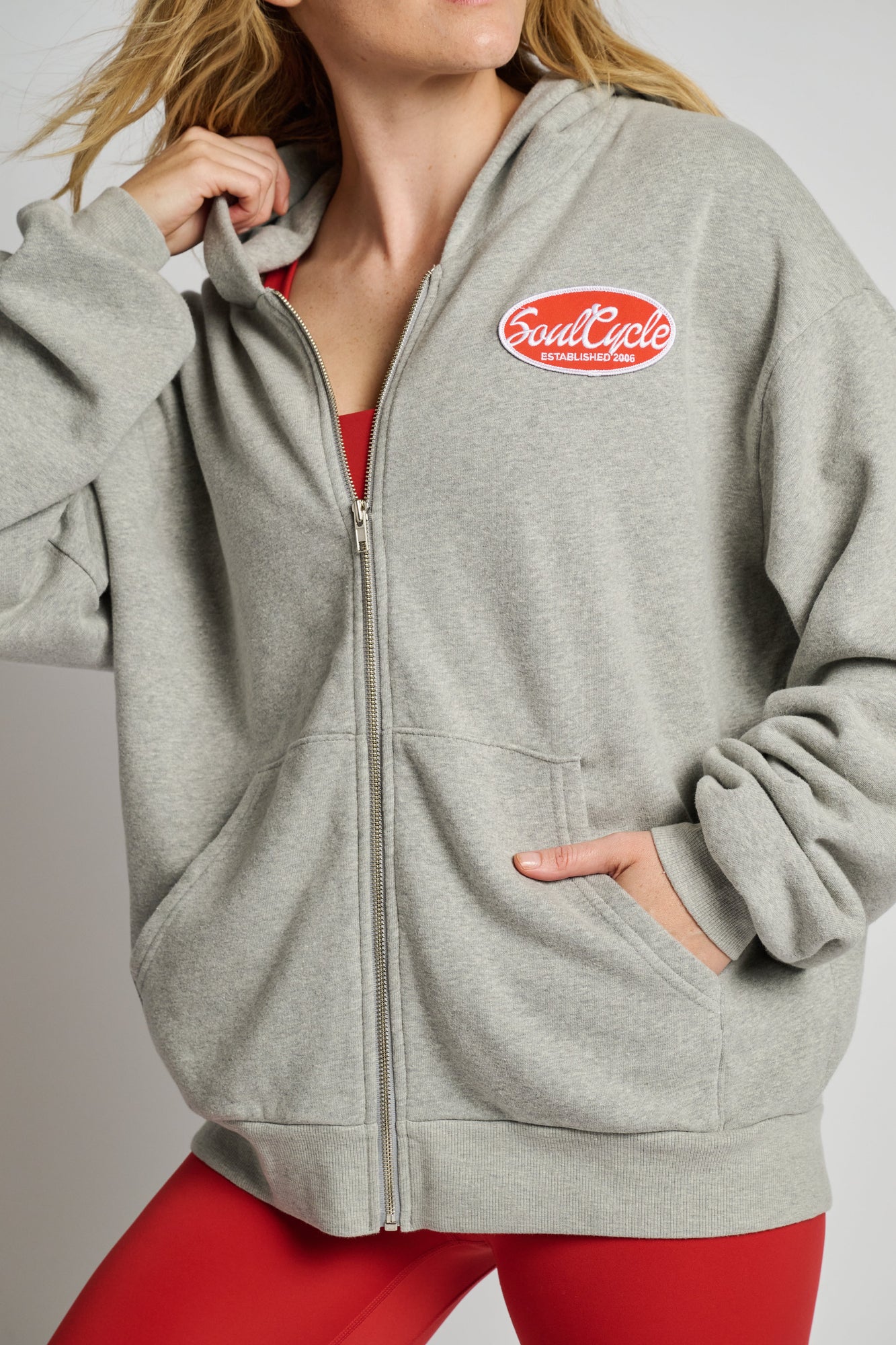 Soul by SoulCycle | Rae Zip Up Hoodie | Heather Grey