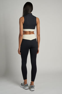 Year of Ours | Ribbed Two Tone Dip Legging | Black/White