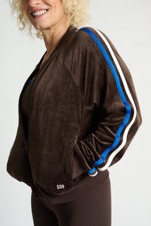 Splits59 | Heritage Velour Bomber | Dark Chocolate/Classic Blue