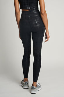 Beyond Yoga | High Waisted Midi Legging | Plaid Foil Black