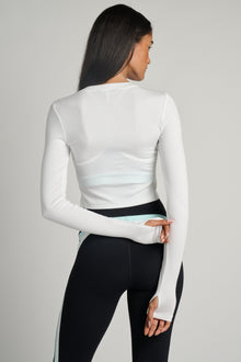 Splits59 | Louise Rib Long Sleeve Crop | White