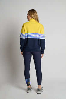 Addison Bay | Varsity Quarter Zip | Navy/Yellow