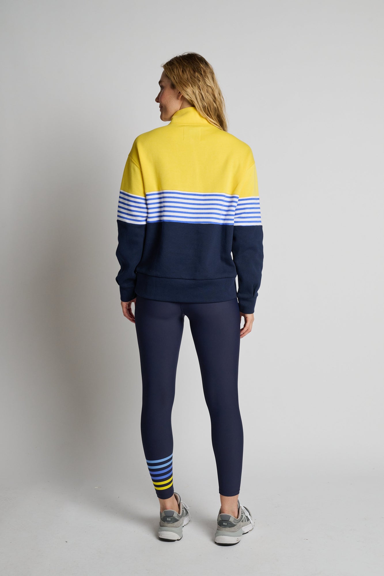 Addison Bay | Varsity Quarter Zip | Navy/Yellow