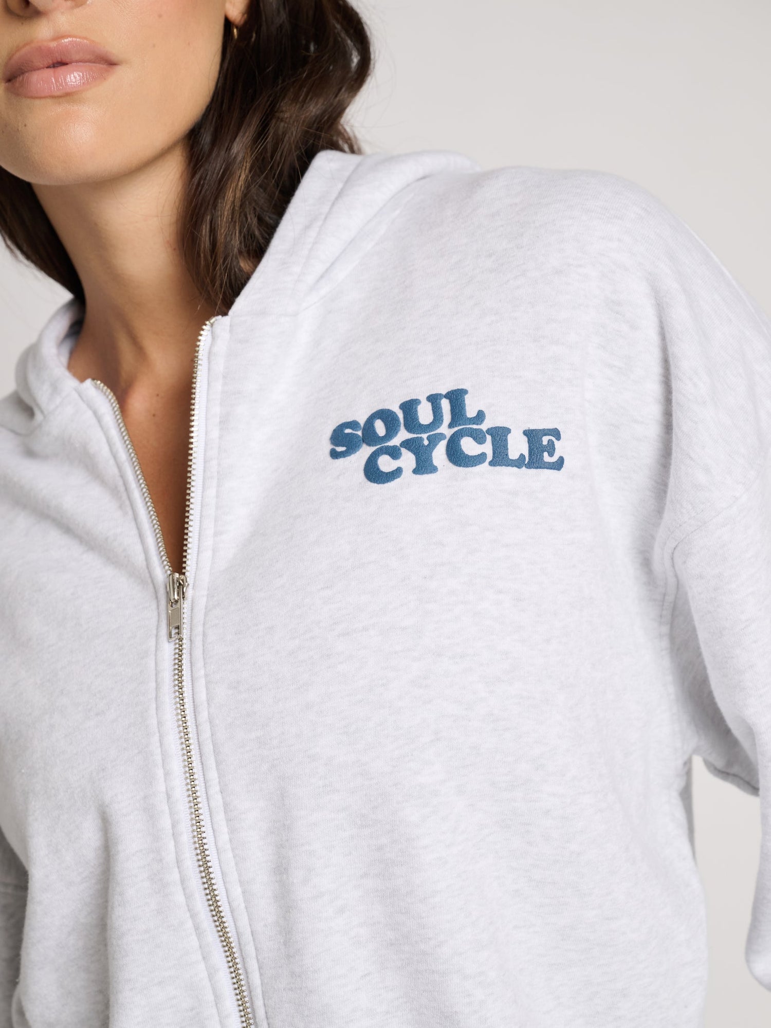 Soul by SoulCycle | Marissa Crop Zip | Light Heather Grey
