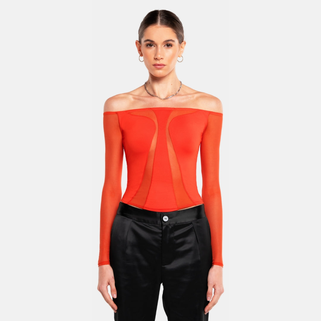 OW Collection Swirl Blouse | OW Red