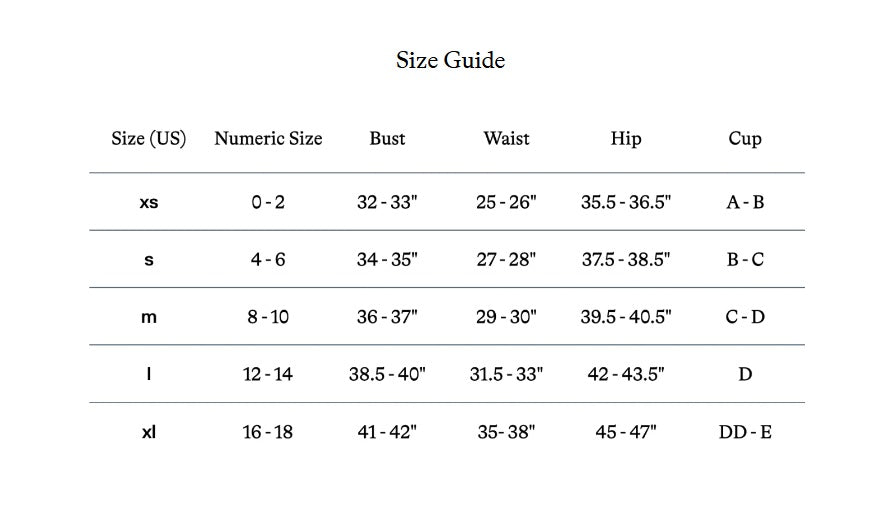 Product size guide