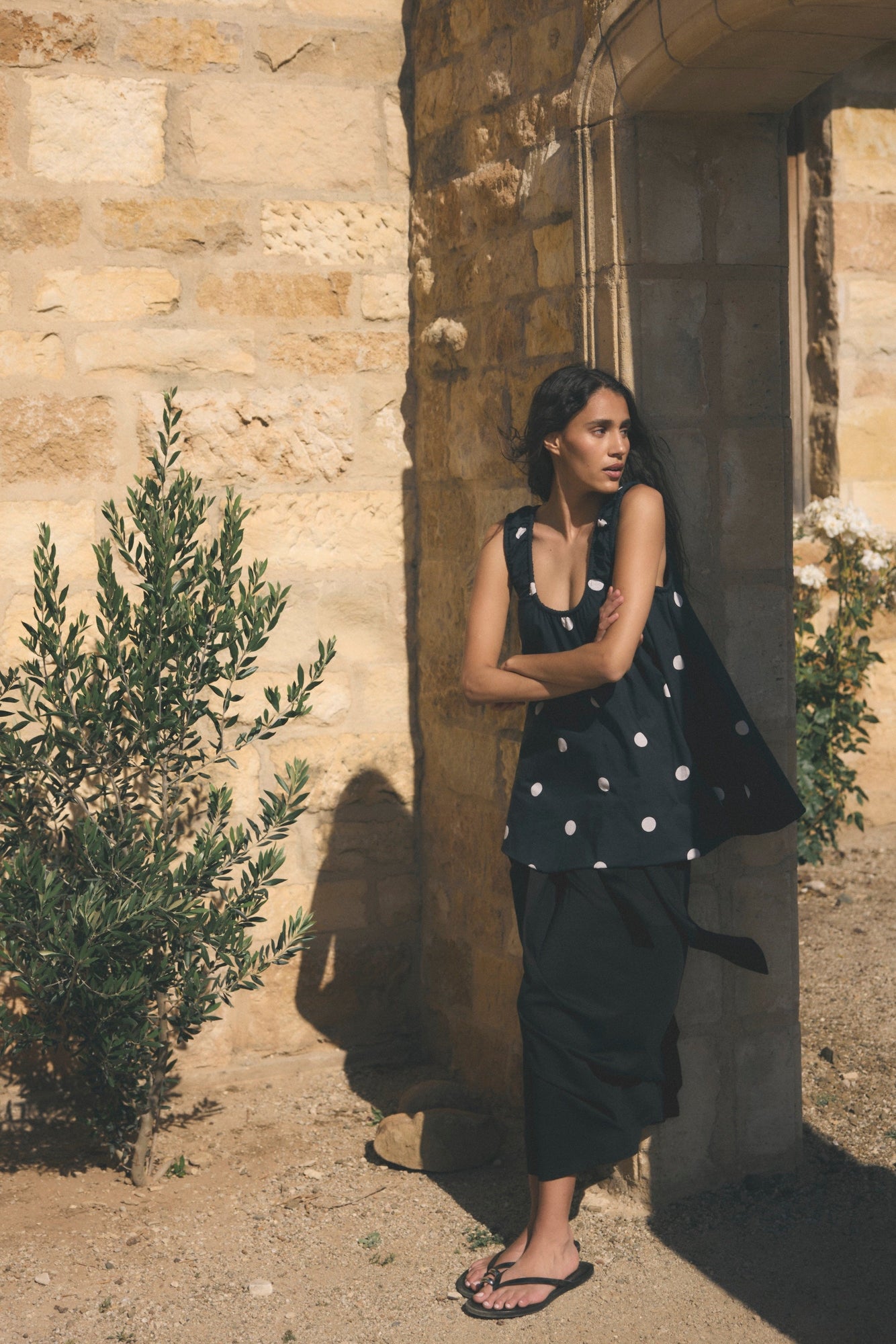 Aya | Saehee Lightweight Polka Dot Tunic Top in Size Small