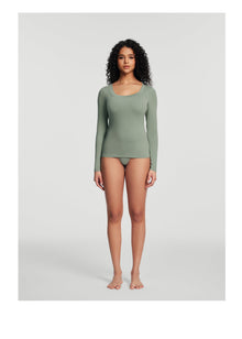Scoop Neck Long Sleeve Top | Sage Green