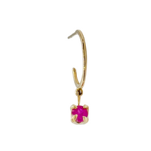 Stone and Strand 10K Yellow Gold Ruby Dangle Huggie Front Image