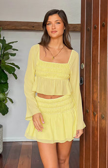 Sean Chiffon Long Sleeve Top | Yellow