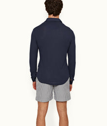 Sebastian Cashmere Tailored Fit Long-Sleeve Cashmere Polo Shirt | Lagoon Blue