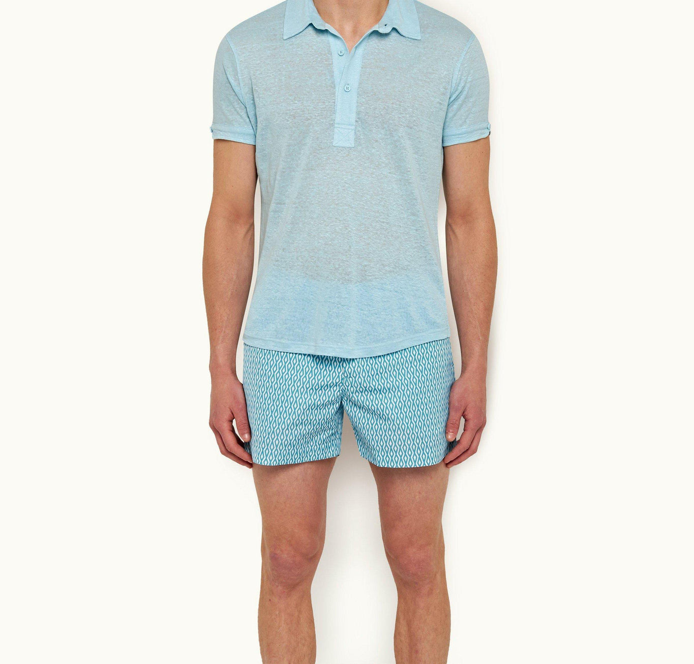 Sebastian Linen Tailored Fit Linen Polo Shirt | Pool