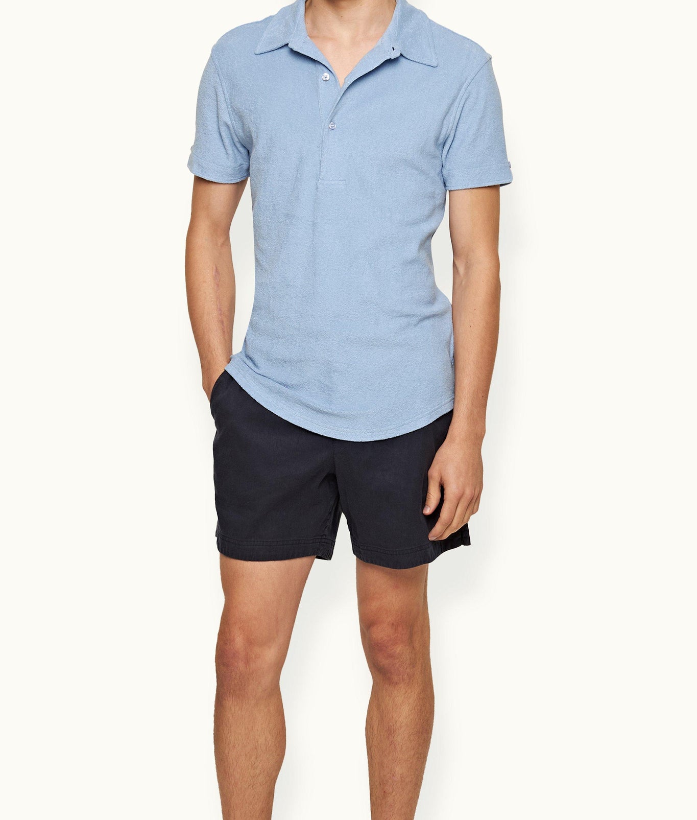 Sebastian  Towelling Tailored Fit Organic Cotton Towelling Polo Shirt | Blue Ash