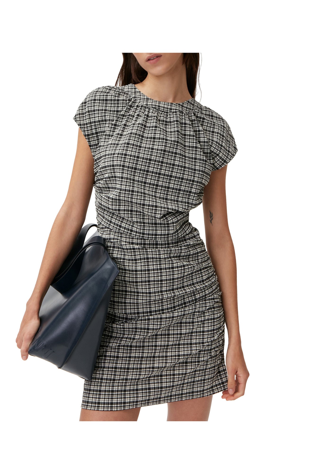 Seersucker Dress | Mini Check Black