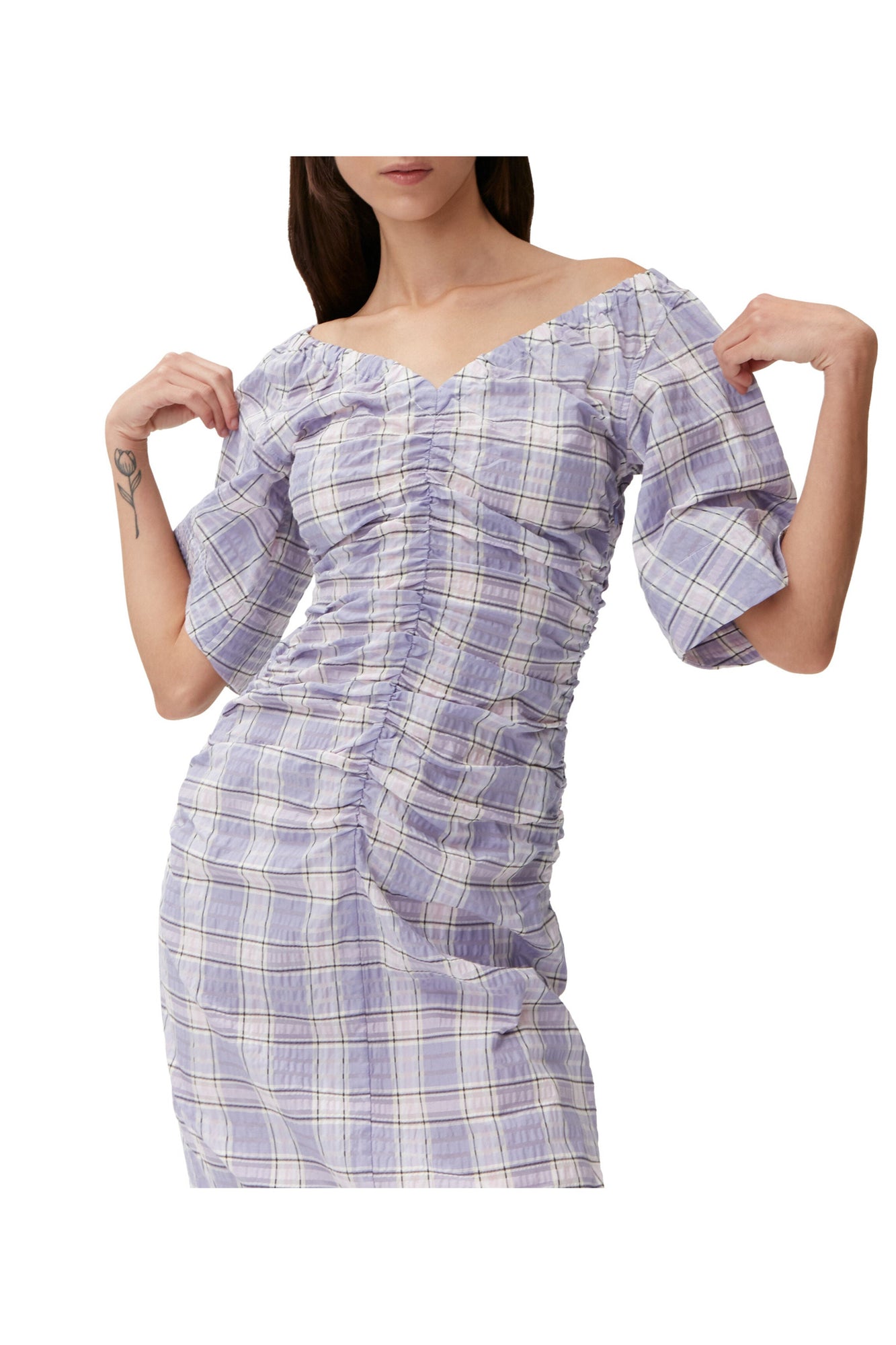 Seersucker Midi Dress | Check Persian Violet