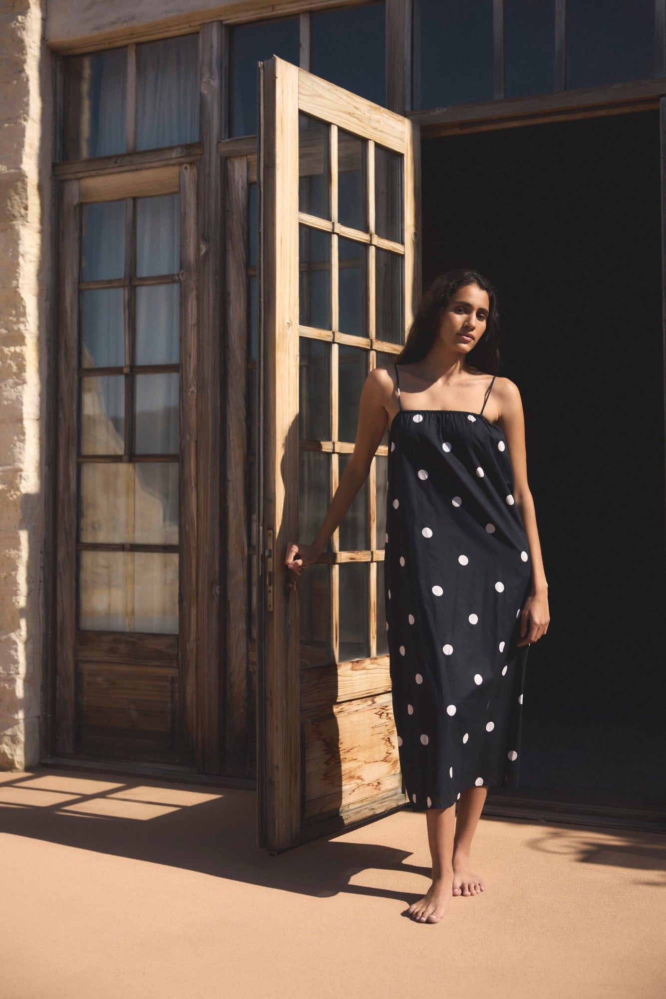 Aya | Selene Lightweight Polka Dot Maxi Dress in Size Small
