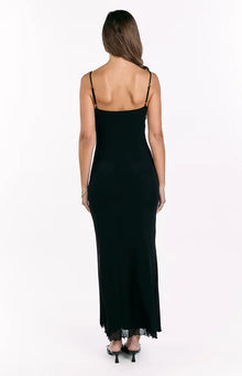 Selina Hibiscus Trim Maxi Dress | Black