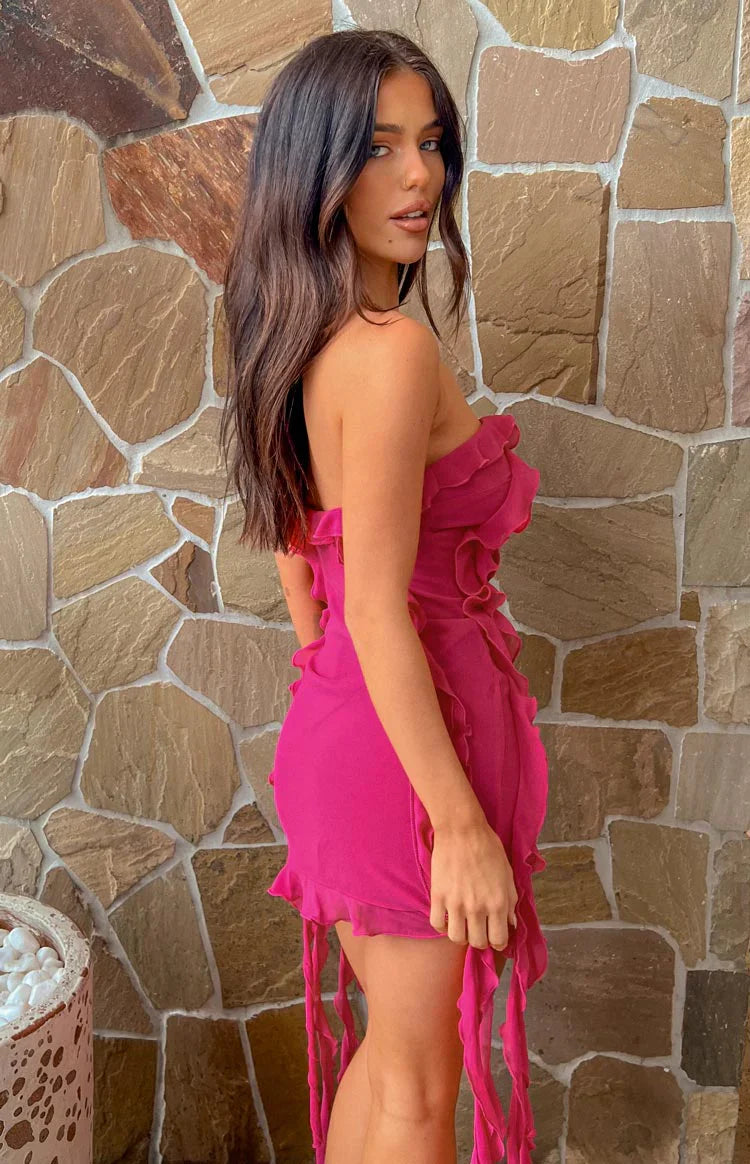 She's The One Tassel Mini Dress | Fuchsia