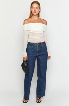 She's Yours Denim Wide Leg Boyfriend Jeans | Dark Wash