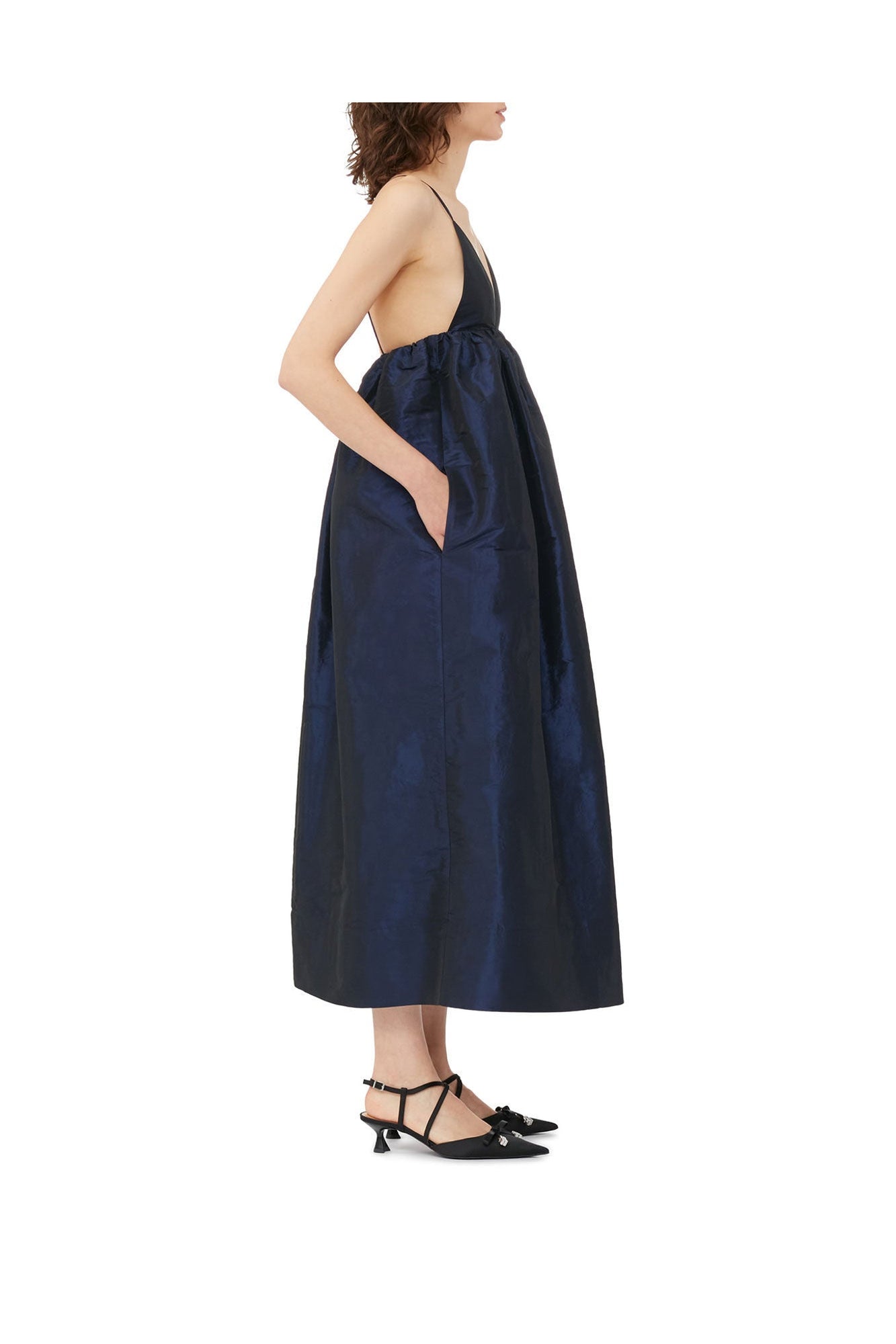 Shiny Taffeta Strap Dress | Sodalite Blue