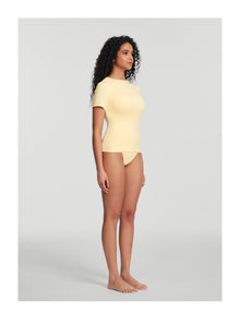 Short Sleeve Crew Neck Top | Lemon Meringue