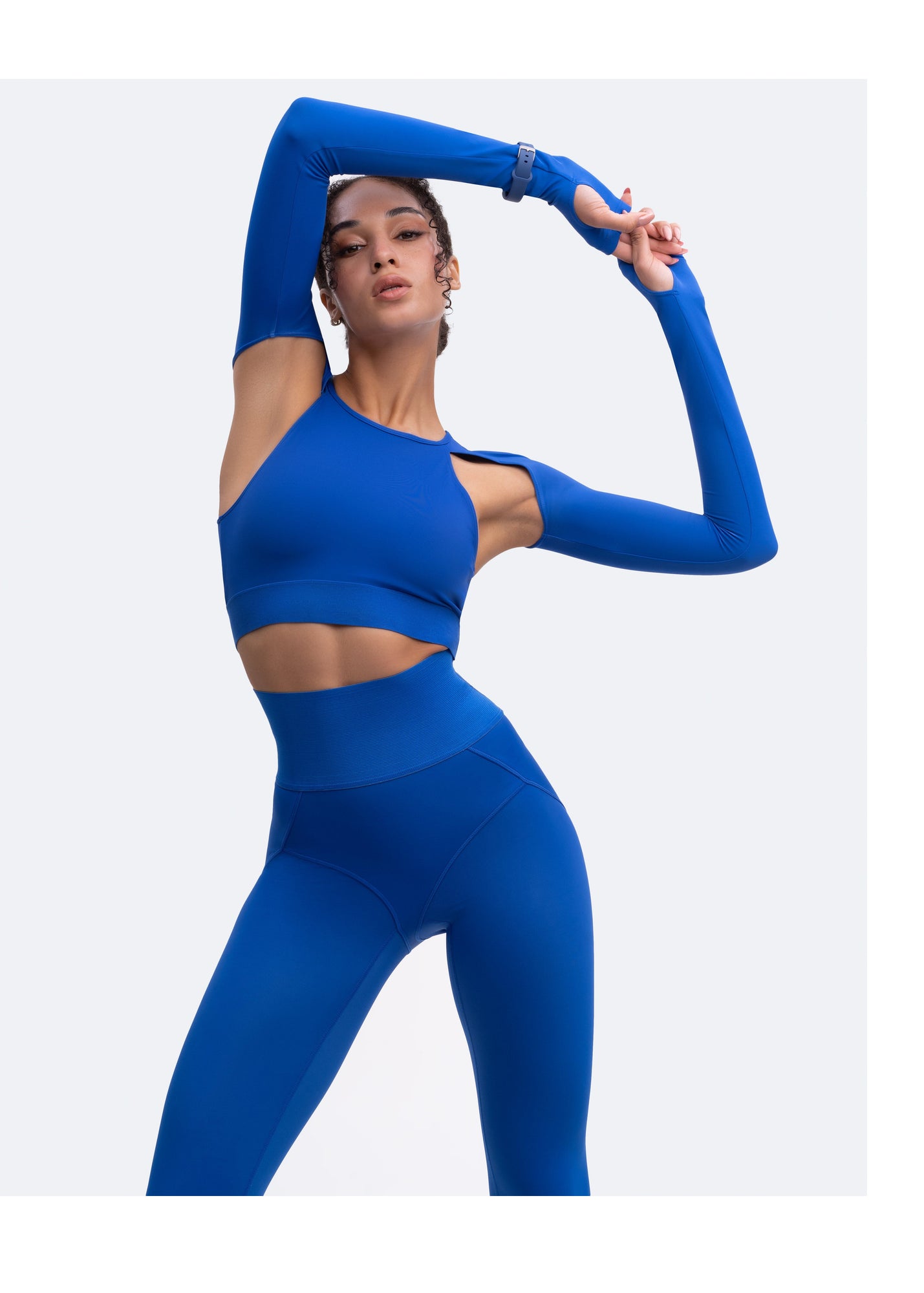 Shoulder Cut-Out Crop Top | Blue