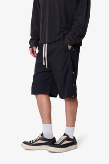 Side Snap Nylon Shorts | Black
