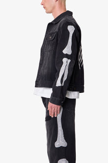 Skeleton Trucker Jacket | Washed Black