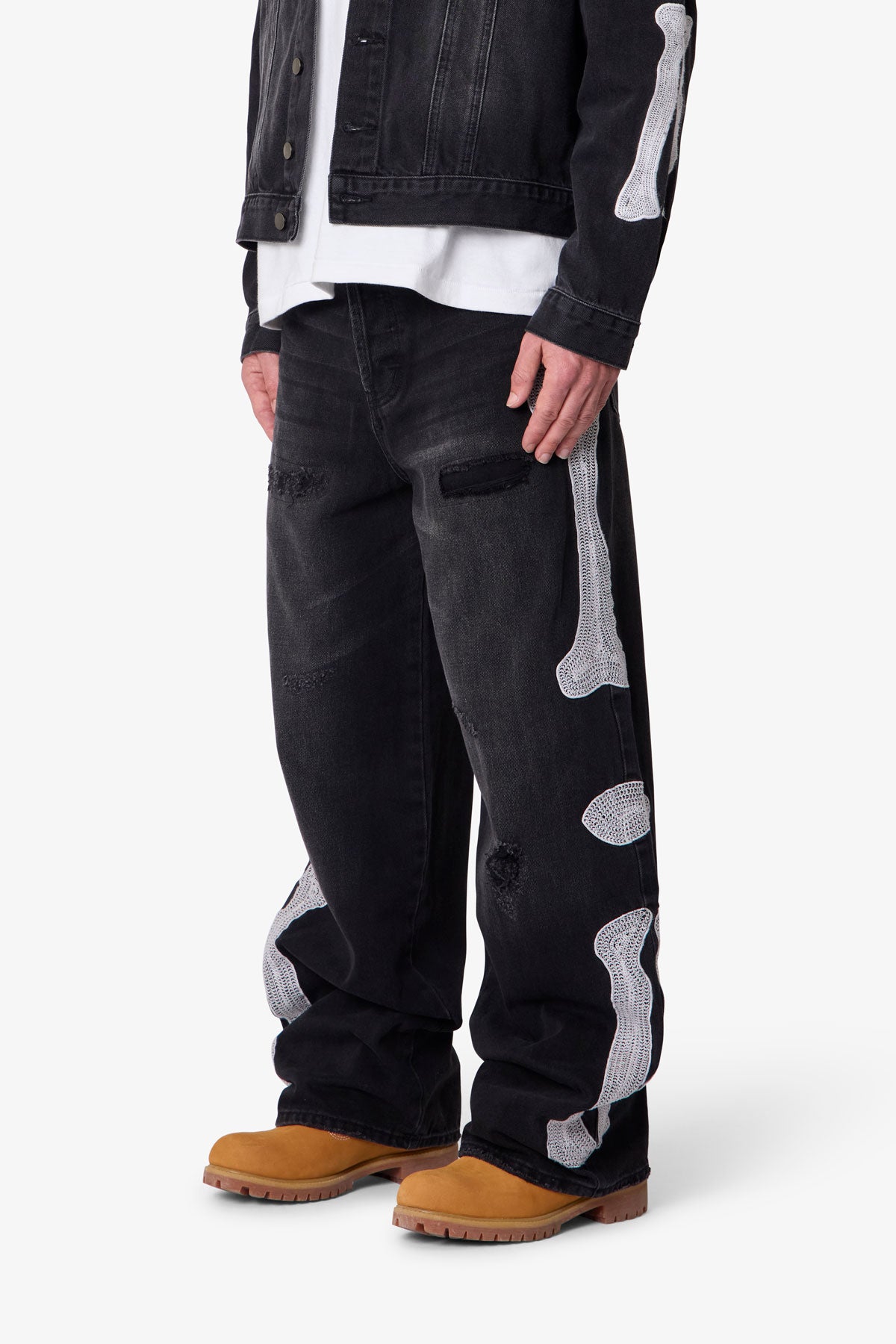 Skeleton Ultra Baggy Denim | Washed Black