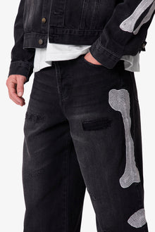 Skeleton Ultra Baggy Denim | Washed Black