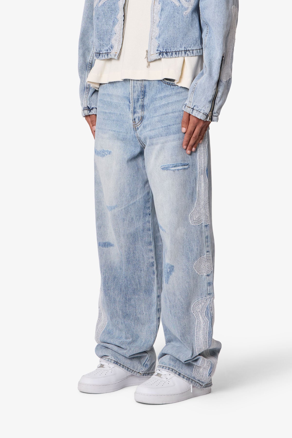 Skeleton Ultra Baggy Denim | Washed Blue
