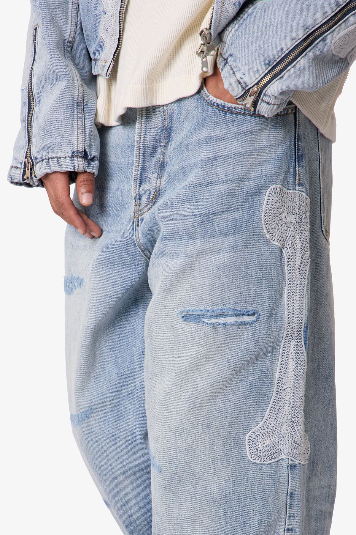 Skeleton Ultra Baggy Denim | Washed Blue