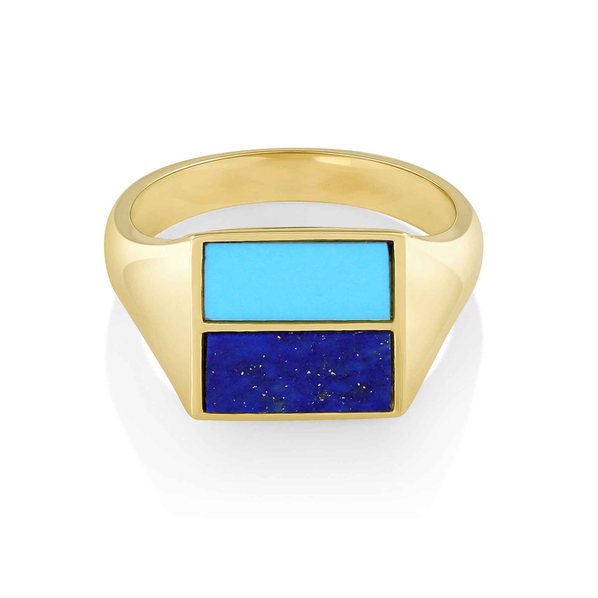 Women | Sky & Sea Inlay Ring | 14k Yellow Gold