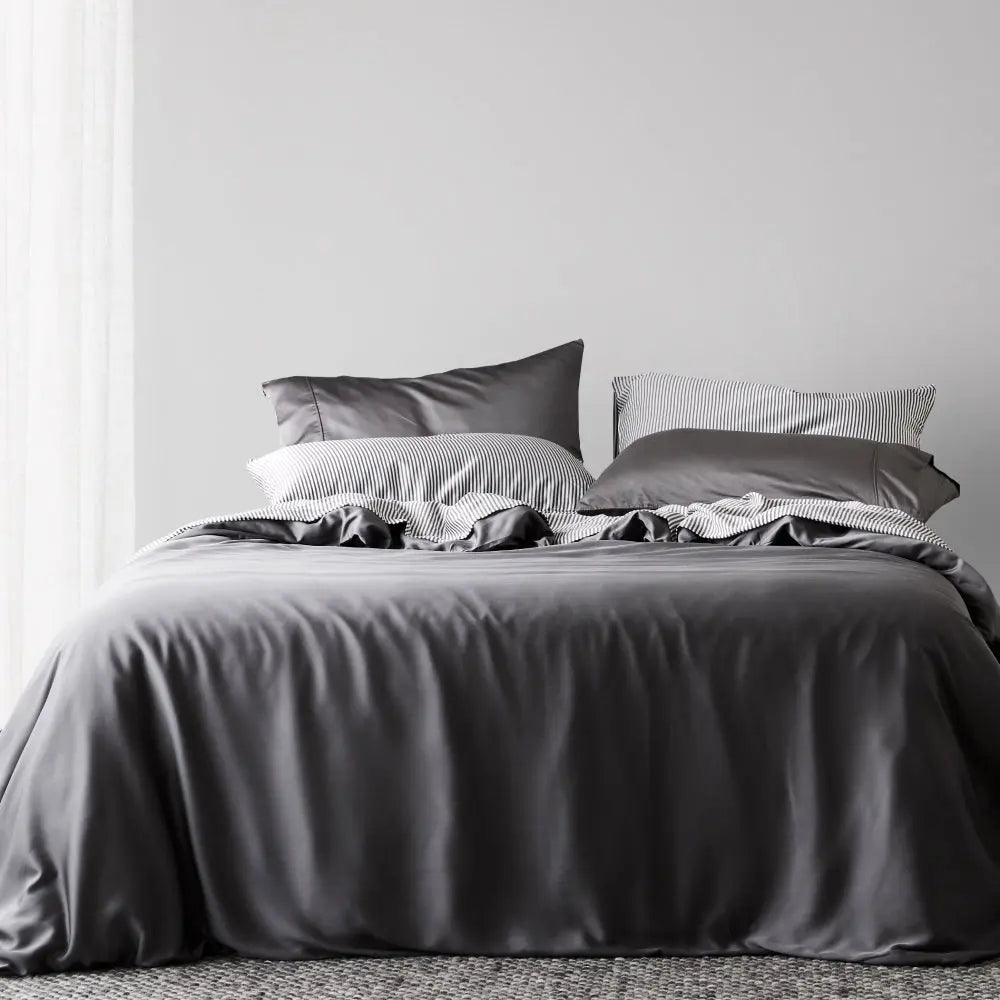 Signature Bamboo Duvet Cover, Full/Queen | Slate Grey