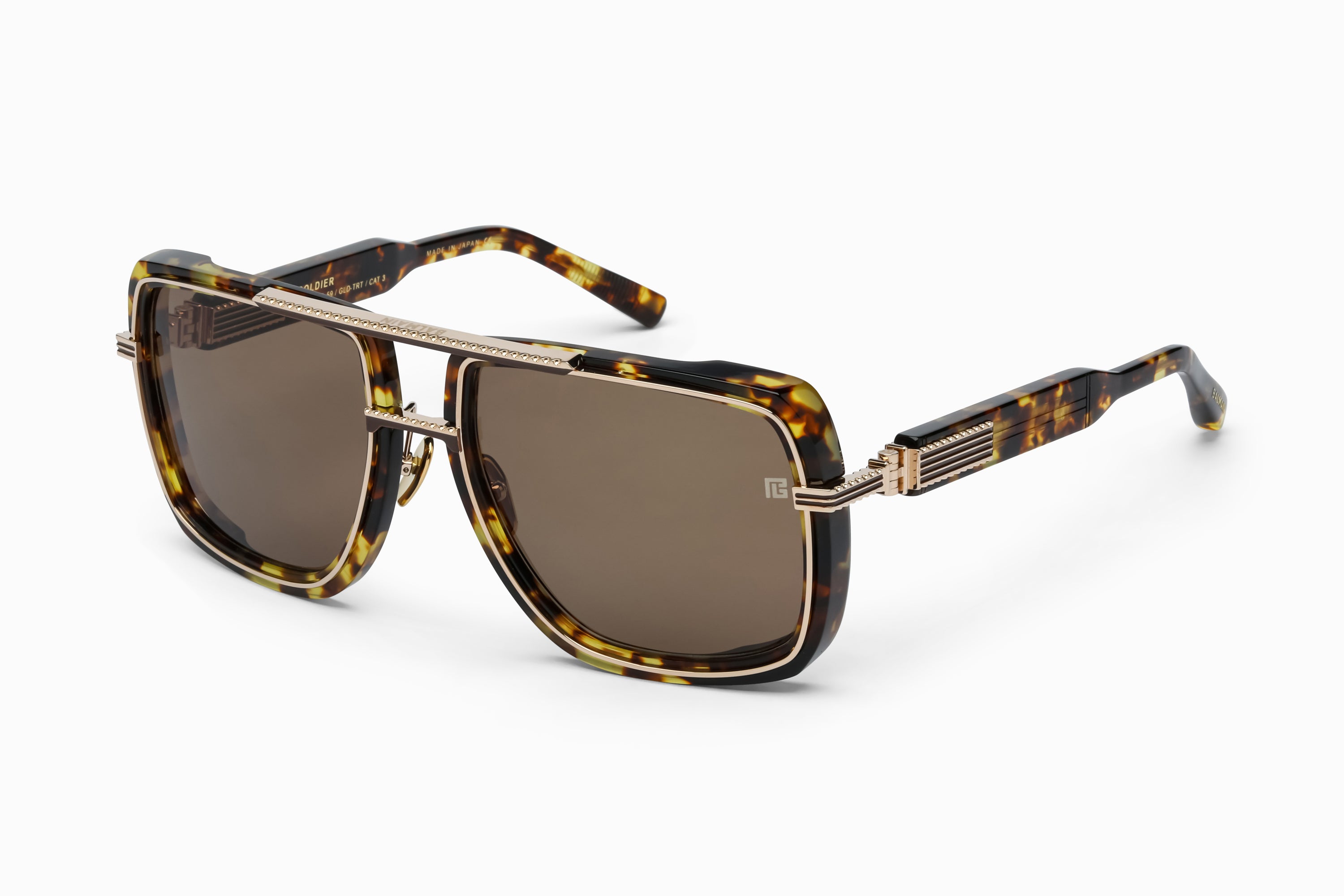 Mens | Soldier Sunglass | Spotted Havana - Gold | Dark Brown