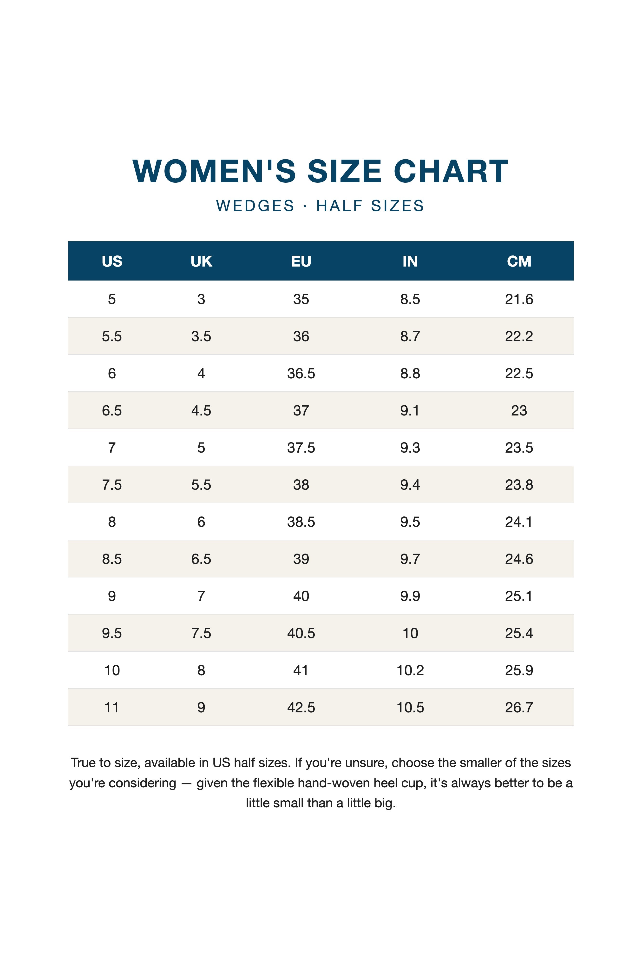 Product size guide