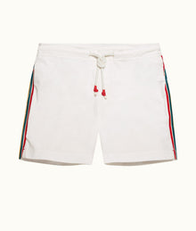 Standard Bonded Mid-Length Bonded Drawcord Swim Shorts | White