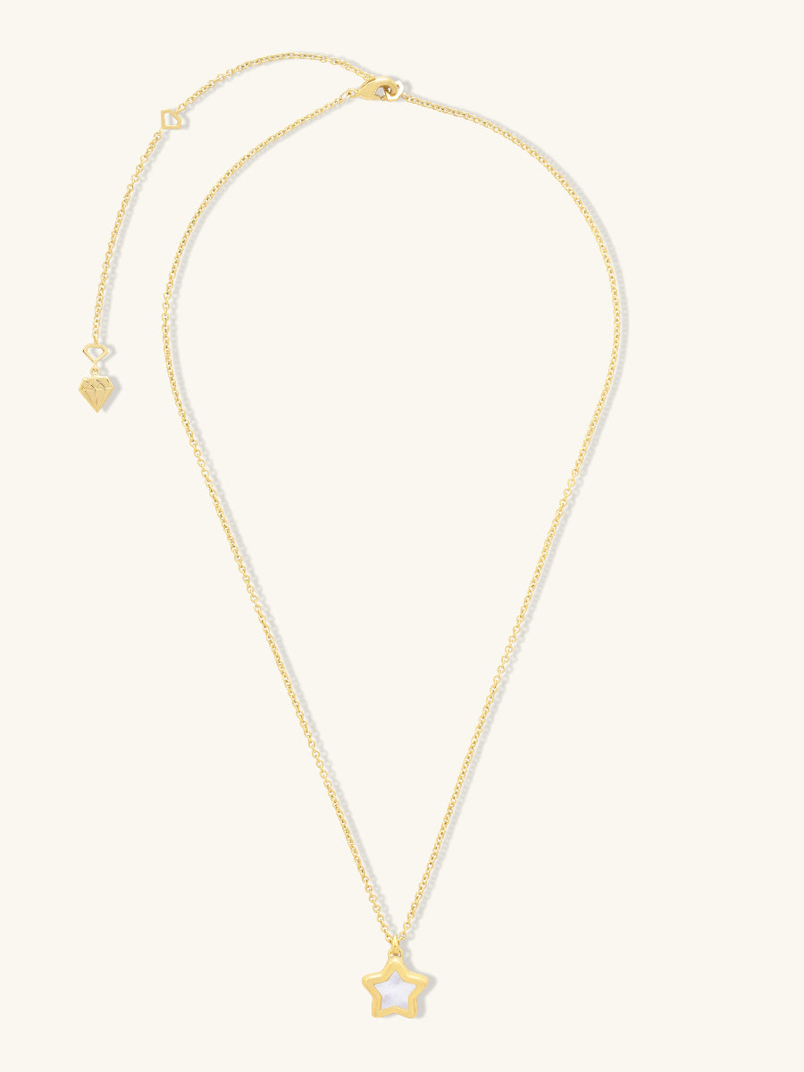 Star Locket Necklace | Mother of Pearl | 14K Gold Plated Brass