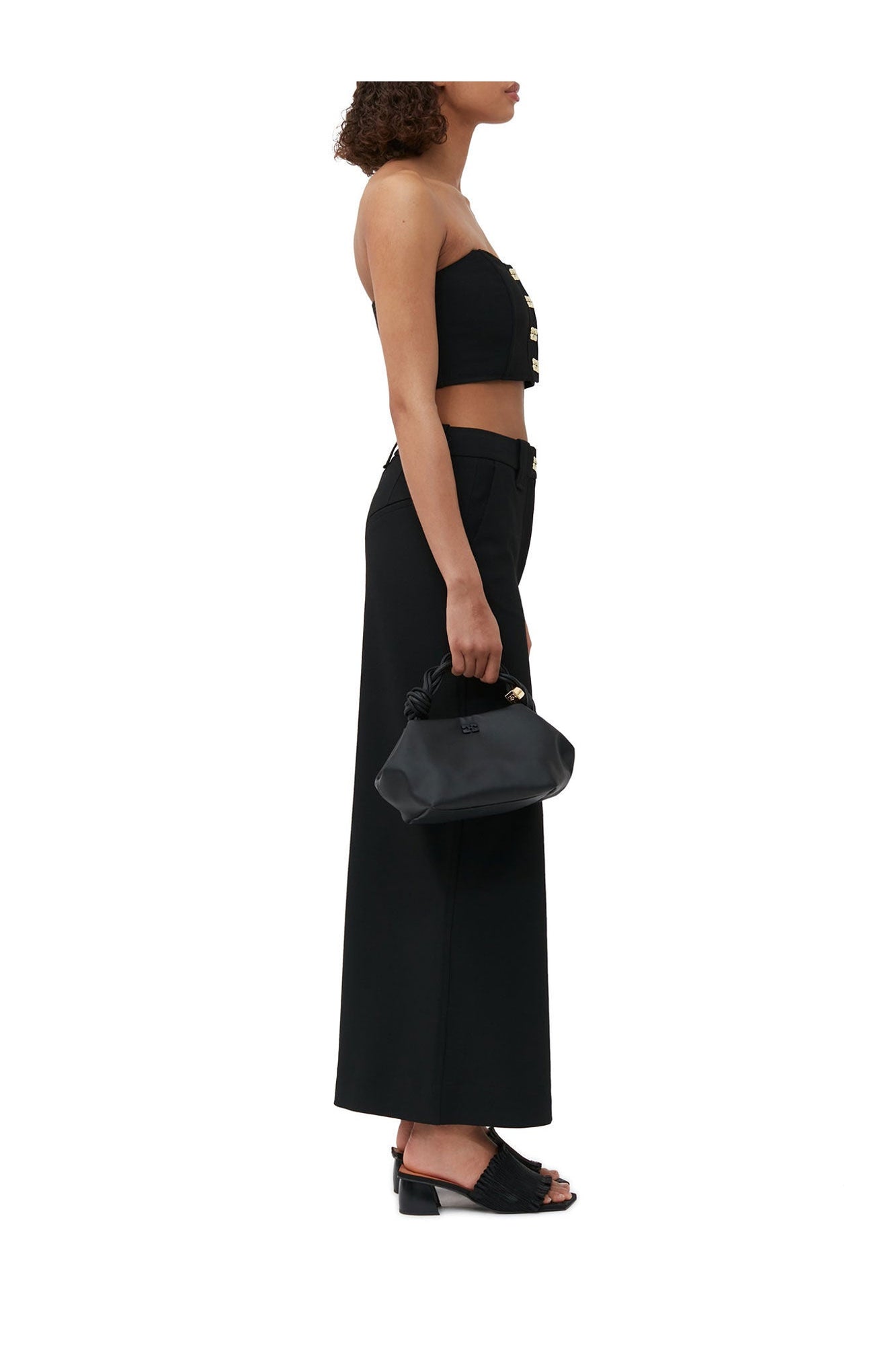 Stretch Suiting Corsage Top | Black