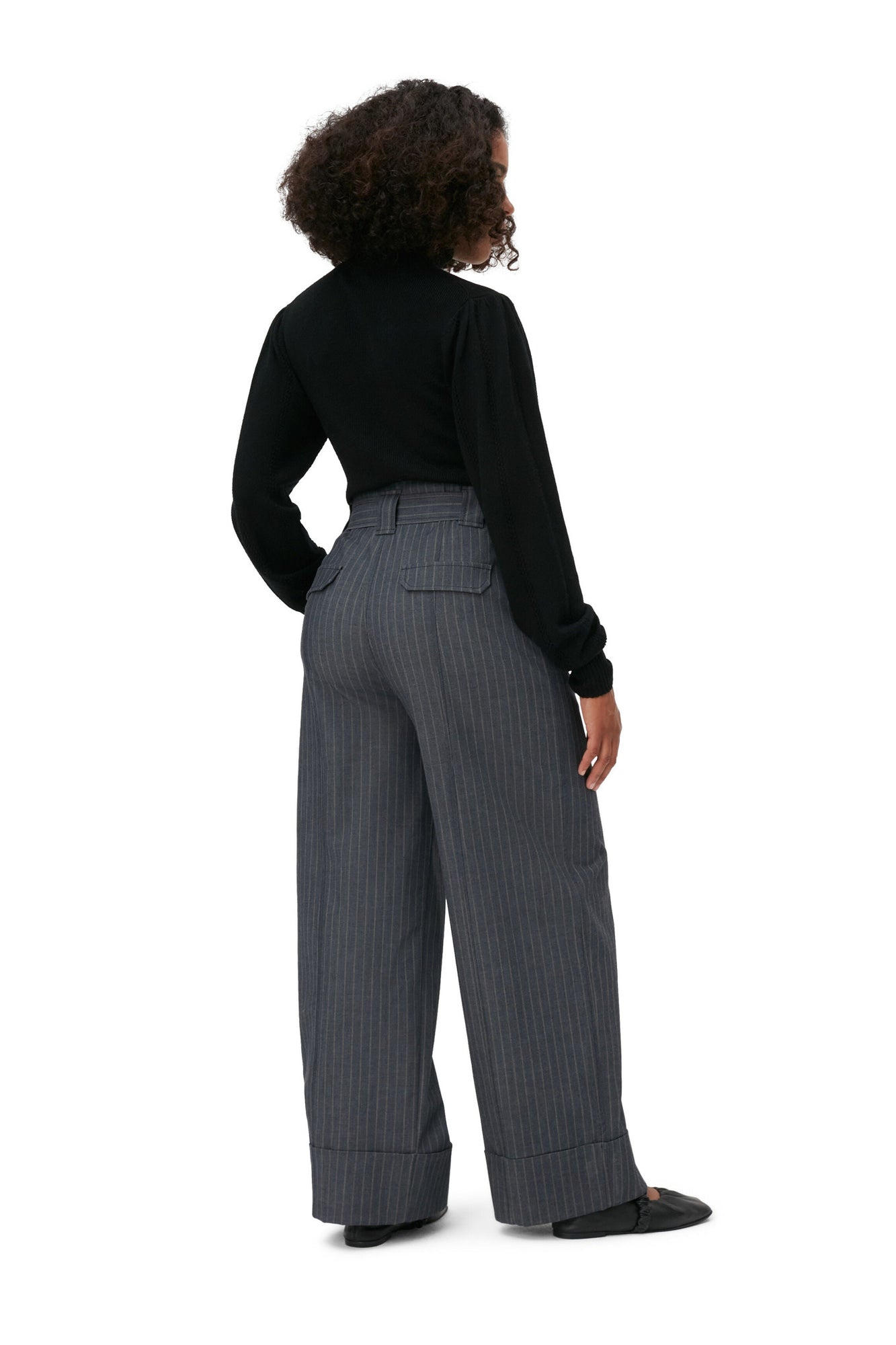 Stripe Wide Leg Trousers | Sky Captain