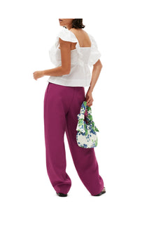 Summer Suiting Relaxed Pleated Trousers | Purple Wine