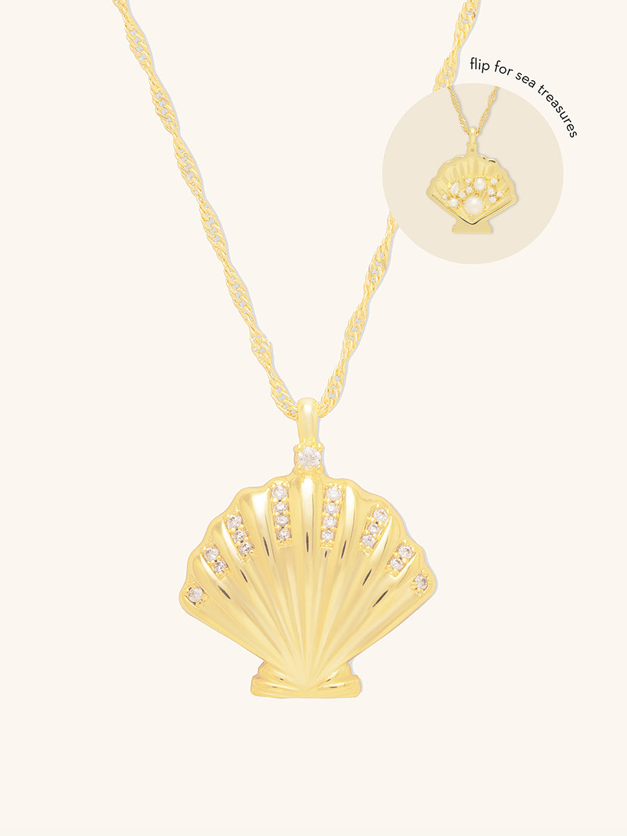 Sundaze Shell Necklace | Natural Gemstone | 14K Gold Plated Brass
